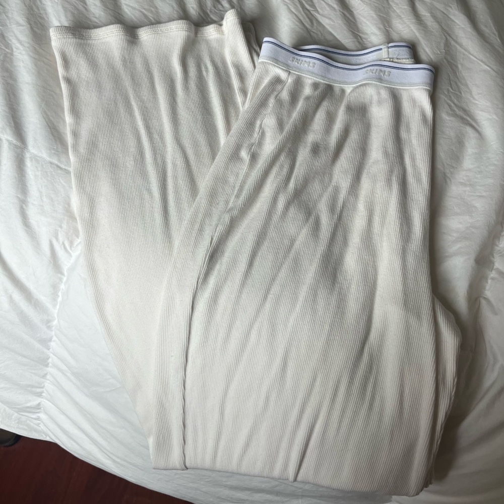 SKIMS Ribbed White Relaxed Lounge Pants